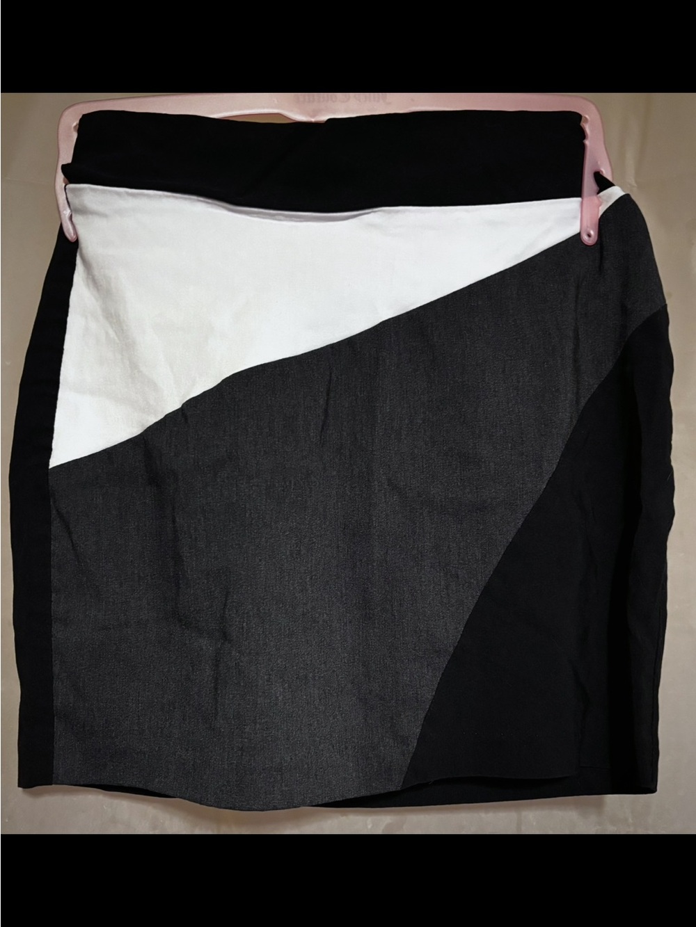 Eclipse-Mini Skirt-Tri Colour Block-Whit, Grey & Black (Front)-Black-Back-Size S